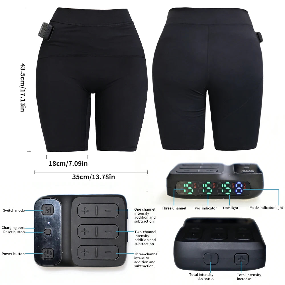 Intelligent Yoga Power Pants EMS Micro Current Pulse Massager Muscle Stimulation Slimming Shaping Independent Control Shorts